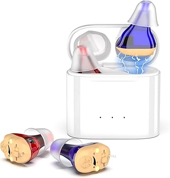Wireless Rechargeable Hearing Aids, OTC with Magnetic Charging Case